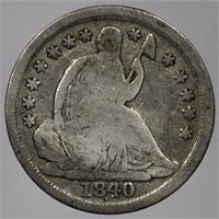 1840-O Seated Liberty Half Dime No Drapery  H10c