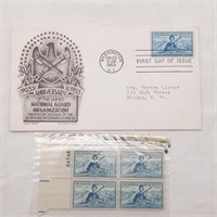 1953 1st Day Issue National Guard + Plate Block