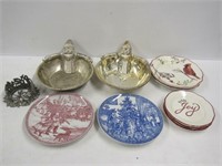 Silverplate Snack Trays and Christmas China