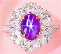 3.59ct Natural Star Sapphire 18Kt Gold Ring