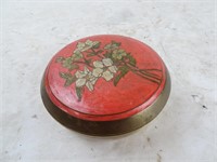 Vintage India Enameled Flower Design Lidded Bowl