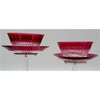 A Pair Of ABP Cut Glass Finger Bowls / Underplate