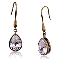 Pear 10.82ct Rose Topaz Coffee Tone Dangle Earring