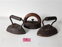 Lot of 3 antique sad irons