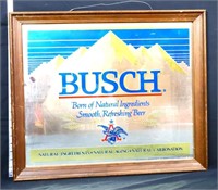 Framed mirror back Busch Beer adv sign