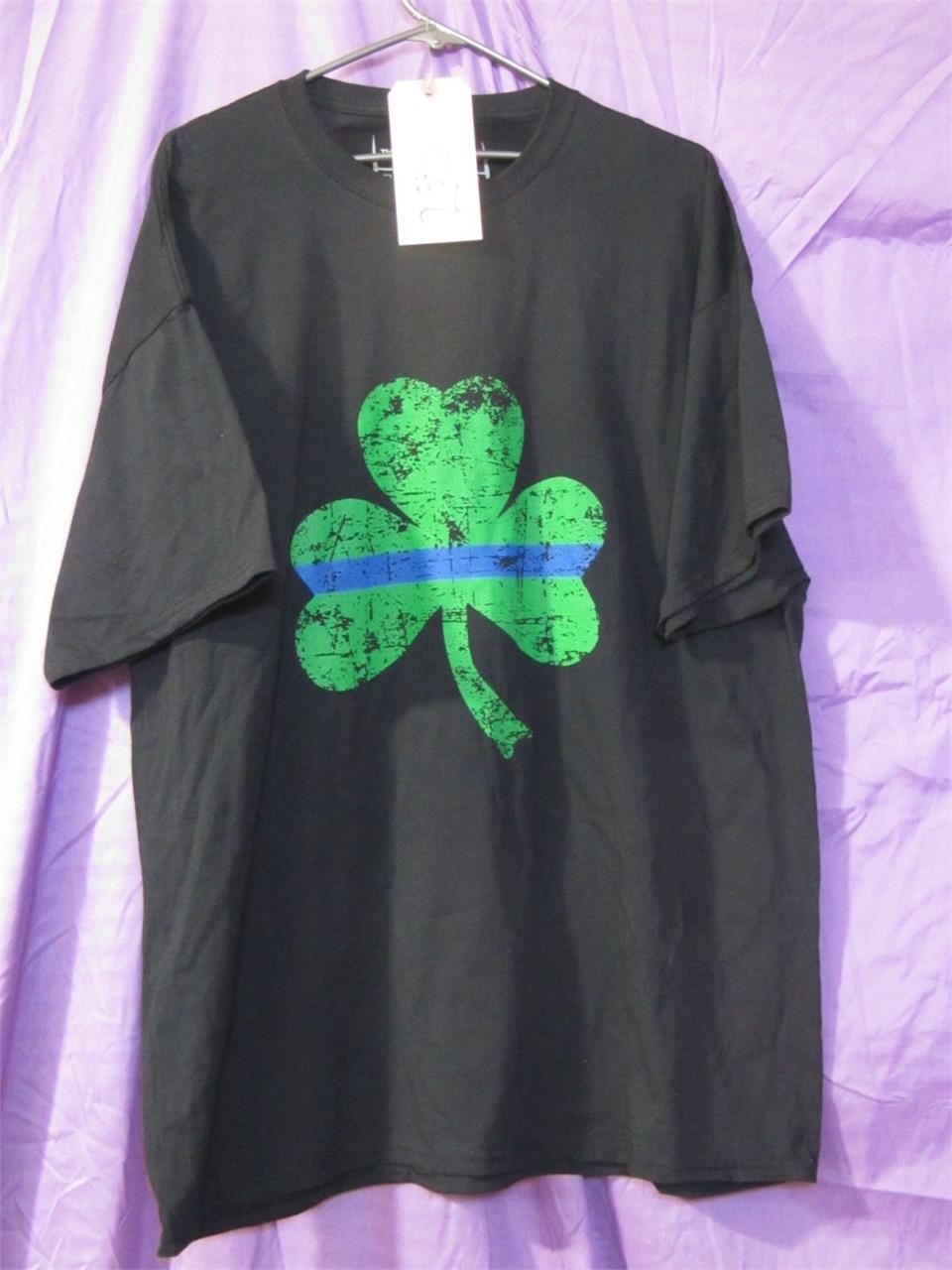 Thin Blue Line Police Support T-Shirt Shamrock