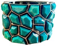 Turquoise Inlay Hinged Bracelet