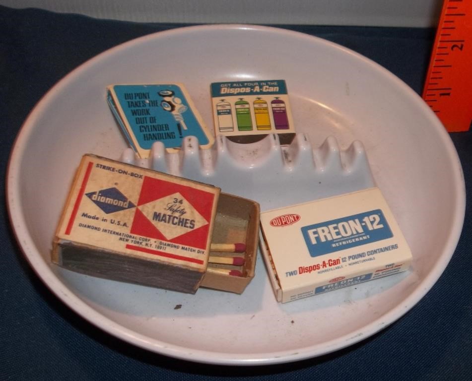 Retro Ashtray & Dupont Match Books