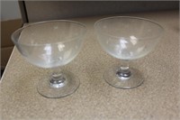 Set of 2 Etched Glass Goblets