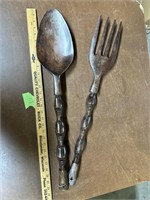 Large Tiki Wall Hanging Spoon and Fork