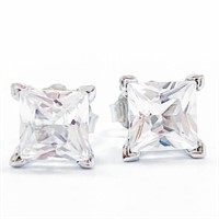 2.5+ CT White Sapphire Solitaire 14k WG Earrings