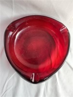 Red Glass Ash Tray