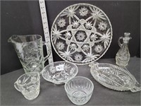 7 Pieces Misc. Clear Glassware Serving Dishes