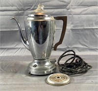 Vintage 11" Silverplate Electric Teapot W Cord