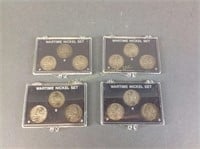 4 Wartime US Nickel Sets - 12 Coins