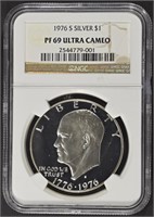 1976-S EISENHOWER SILVER PROOF DOLLAR NGC PF69