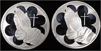 (2) 1 OZ .999 SILVER PRAYING HANDS ROUNDS