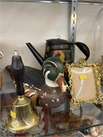 Machine Carved Duck with Toleware Teapot