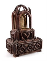 Hand Carved Wooden Tramp Folk Art Box