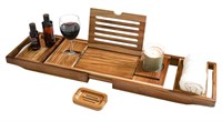 Teak Bathtub Tray Expandable to 105cm with Solid