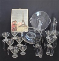 Hobnail Glass Dessert Platters & Custard Cups