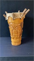 Vintage Hand Carved Tribal Drum 23" High