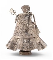 Silvered Repousse Metal Female Figure