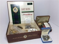 Cigar Box with Costume Jewelry