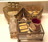 3 Jewelry Boxes with Miniature Perfume
