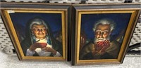 Two Signed Painting of Old Man and Woman