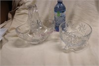 Pin Wheel Crystal Basket and Footed Bowl