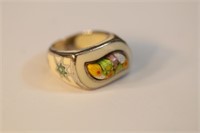 Enamel ring with millifiore center by Alan K,