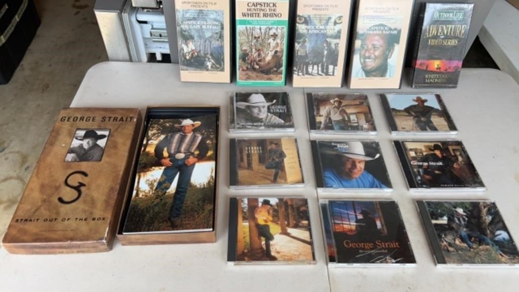 14pc George Strait Music CDs and Sportsman VCRs