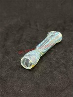 3.5in L Blue Yellow Swirl Glass Chillum Pipe