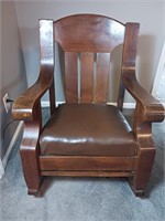 Wooden Rocker w/ Leather type Seat