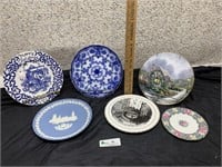 Flow Blue Style Plate, Christmas plateaus & misc