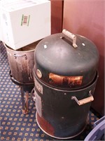 Turkey fryer with basket and a wood smoker
