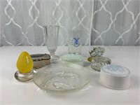 Misc glass lot powder dishes paperweight more