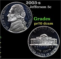 Proof 2003-s Jefferson Nickel 5c Grades GEM++ Proo