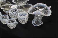 Lot Of Opalescent Moonstone Hobnail Glassware