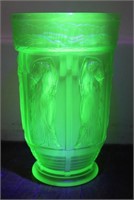 Art Deco Veryls Aqua Uranium Glass Vase