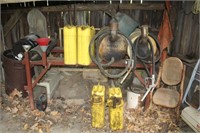 4 FUEL JERRY CANS AND 4 DIESEL FUEL BARRELS