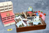 Assorted Collectables, postcards, fly vises