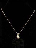 10K Gold Fire Opal Necklace - 18 in - 1.9g