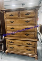 Light Brown Wooden Tallboy Dresser