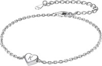 Initial Heart Chain Charm Bracelet