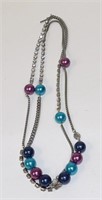 Nine West Rhinestone Blue Purple Beaded Necklace