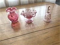 Pink Fenton glassware