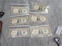 6 STAR Notes .. all 1957 $1 Silver Certificated