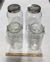 4 glass Mason jars-2 locktop lids